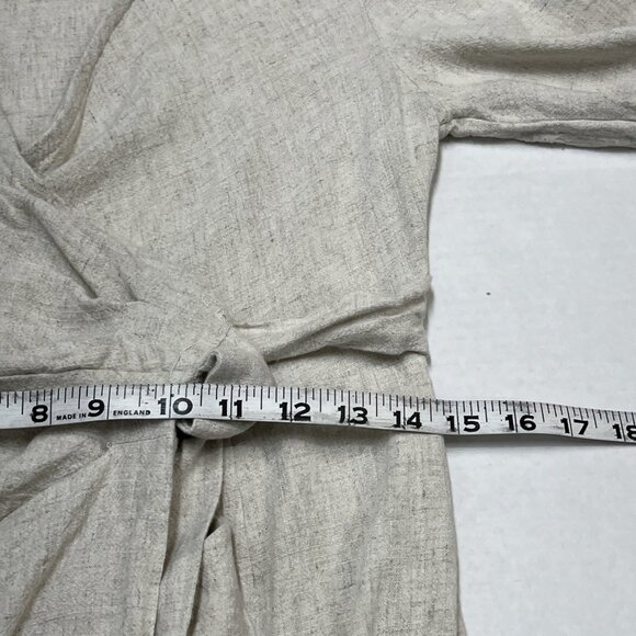 Miss Selfridge Dress Womens US 6 Oatmeal Linen Viscose Blend Wrap Mini Lagenlook - Picture 10 of 10